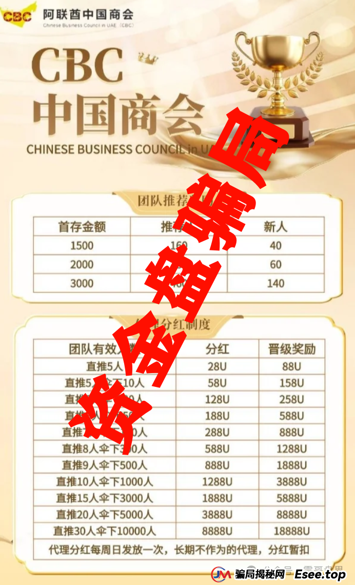 CBC阿联酋中国商会资金盘骗局,已经单割会员,即将崩盘 CBC阿联酋中国商会资金盘骗局,已经单割会员,即将崩盘