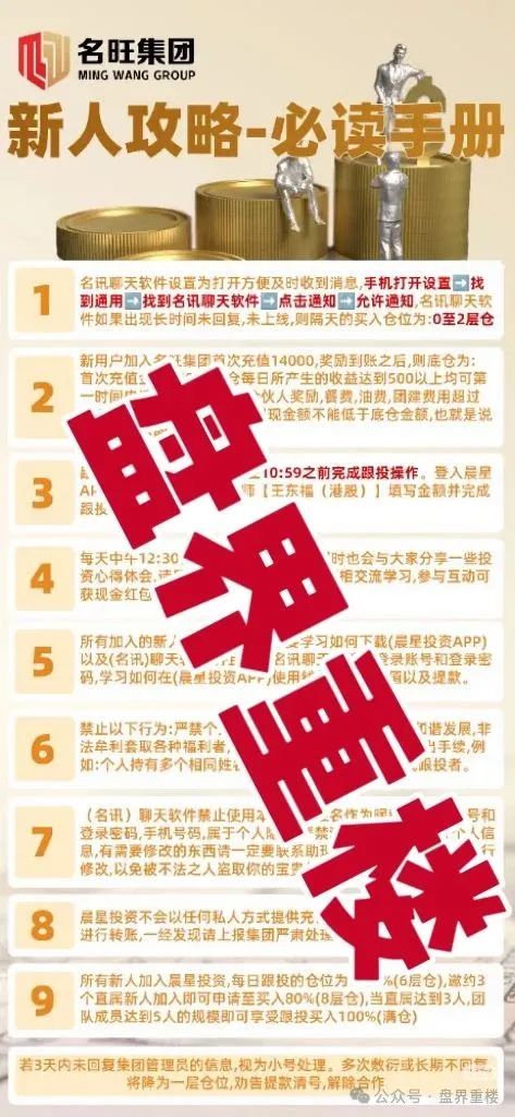 名旺集团(晨星投资)股票跟单类资金盘骗局,开始大量单割会员,即将崩盘跑路! 名旺集团(晨星投资)股票跟单类资金盘骗局,开始大量单割会员,即将崩盘跑路!