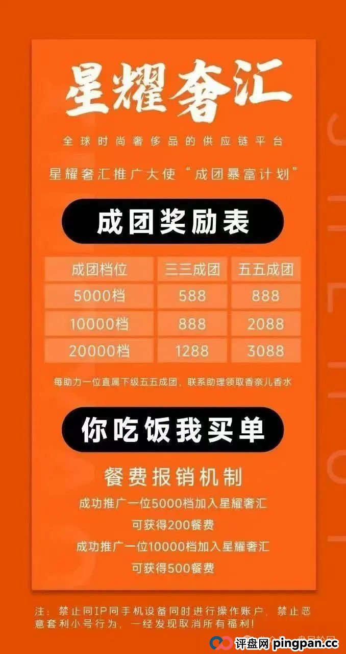 【星耀奢汇】 预警一轮圈短命分红盘 千万不要参与