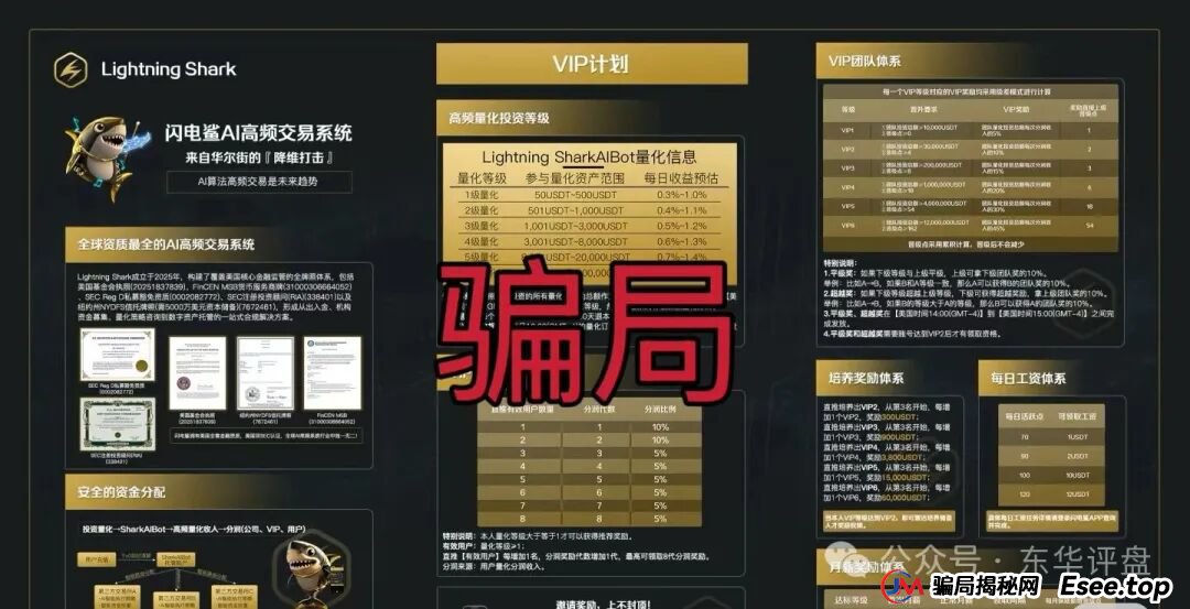 VAX（VaultX）骗局跑路后，诈骗团伙再次开盘闪电鲨AI高频量化资金盘骗局继续收割韭菜，绝对的一轮圈韭菜盘，看见一定要远离！